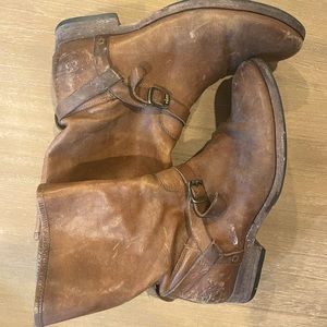 Worn-in Frye leather short boots